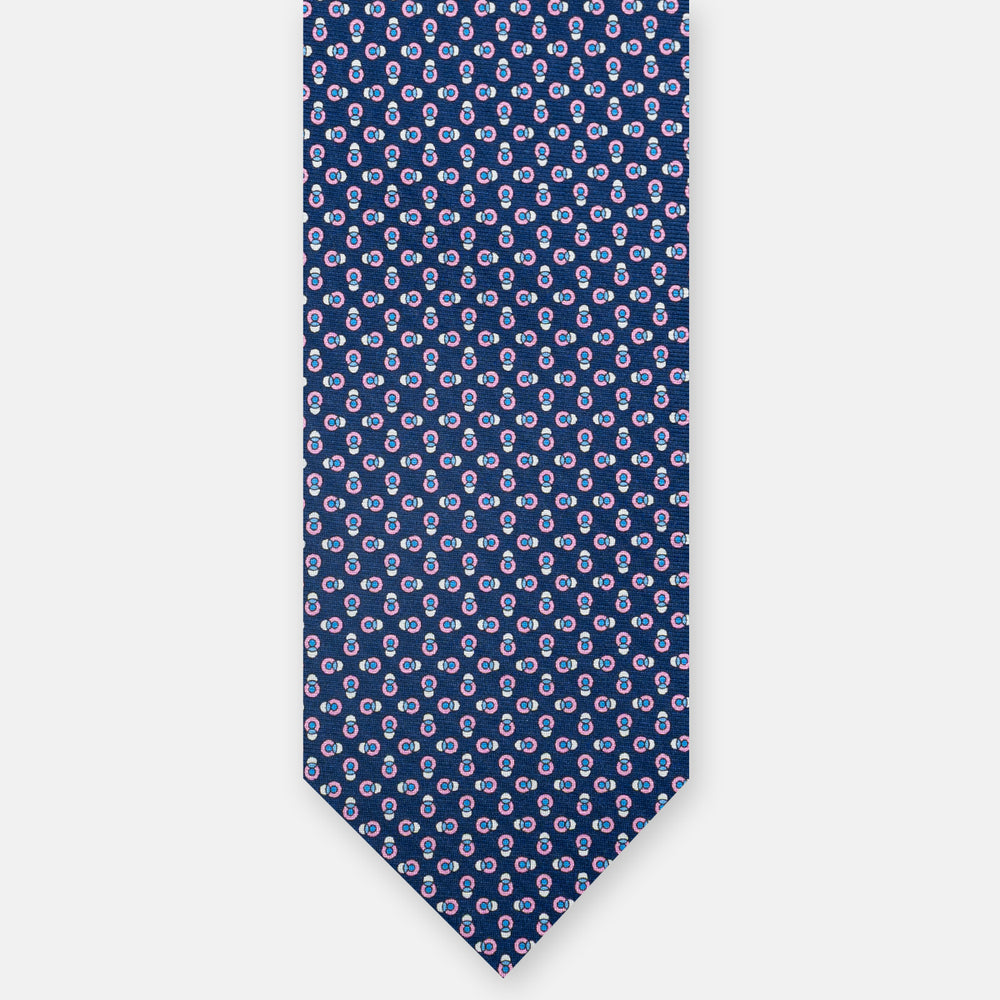 3-Fold Silk Tie, Micro Pattern, Blue Pink - JA062936_5 T