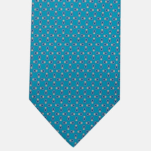 3-Fold Silk Tie, Micro Pattern, Turquoise - JA062936_8