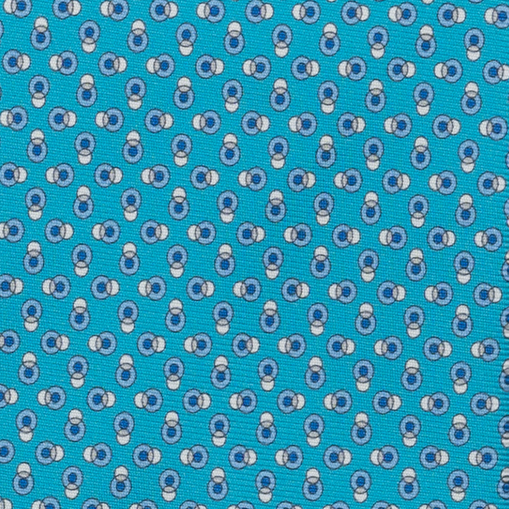 3-Fold Silk Tie, Micro Pattern, Turquoise - JA062936_8