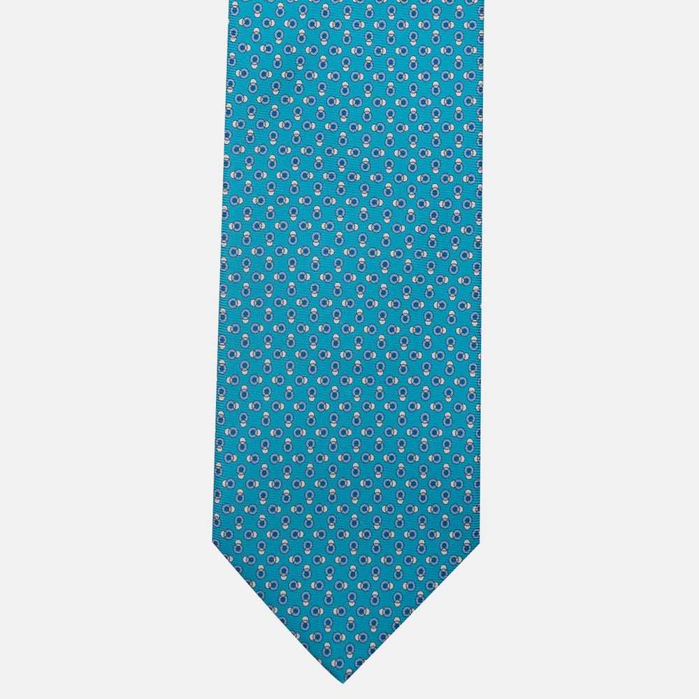 3-Fold Silk Tie, Micro Pattern, Turquoise - JA062936_8