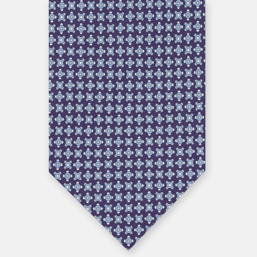 3-FOLD SILK TIE, MICRO-PATTERN, BLUE GREY - JA064408_9 T