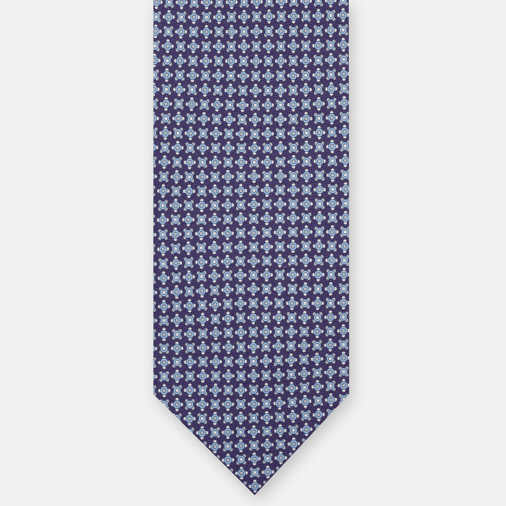 3-FOLD SILK TIE, MICRO-PATTERN, BLUE GREY - JA064408_9 T