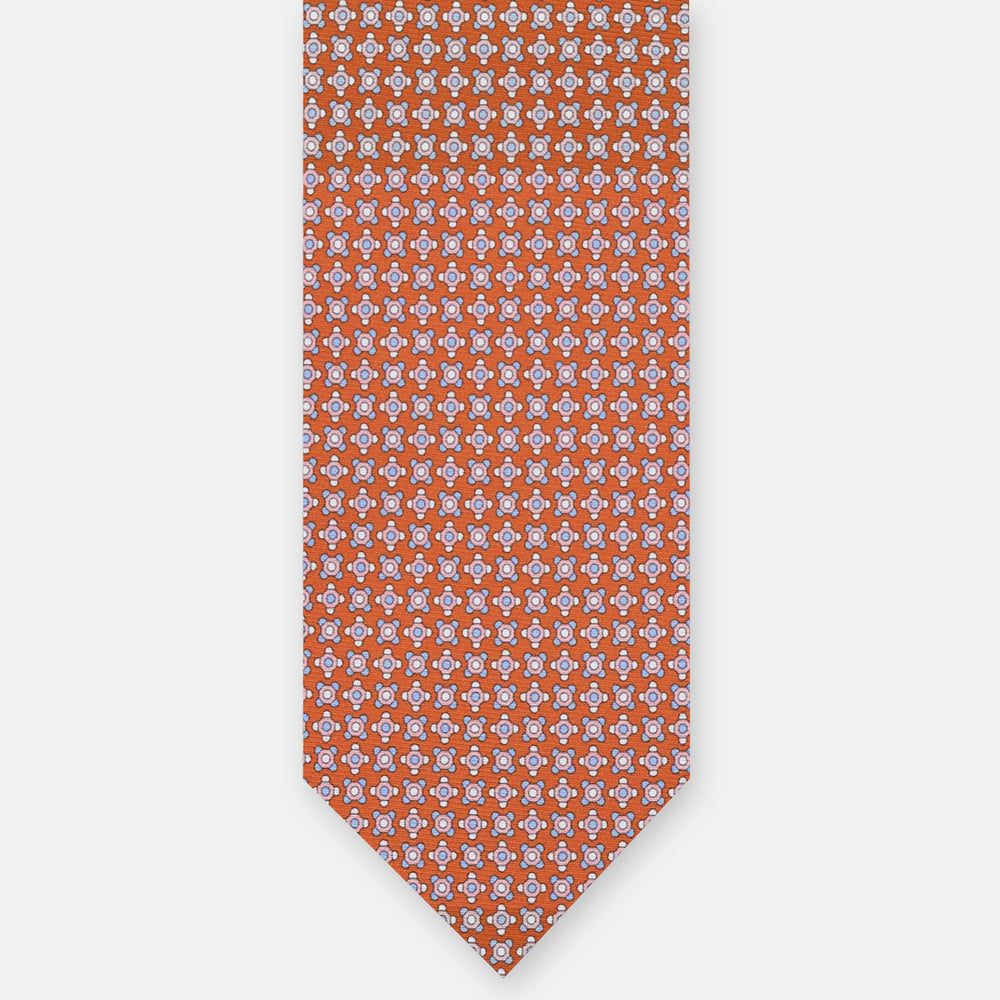 3-FOLD SILK TIE, MICRO PATTERN, ORANGE - JA064408_3 T