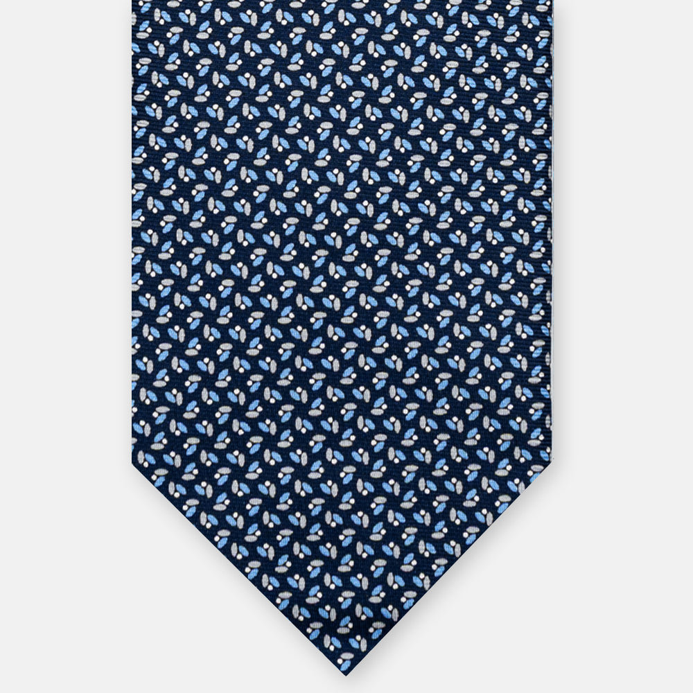 SILK 3-FOLD TIE, MICRO PATTERN, GREY BLUE - JA064410_10 T