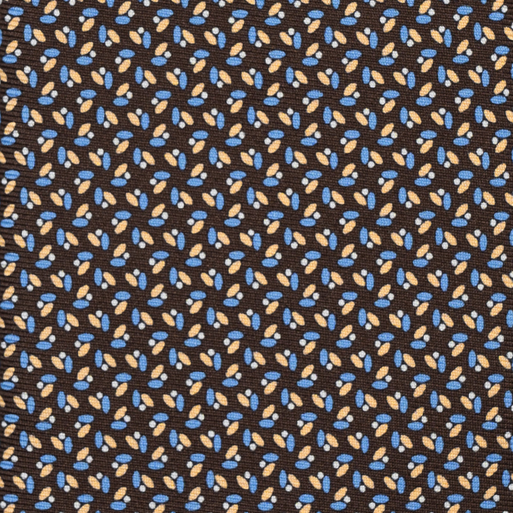 CRAVATTA 3 PIEGHE IN SETA, MICROFANTASIA, MARRONE - AZZURRO - GIALLO - JA064410 11