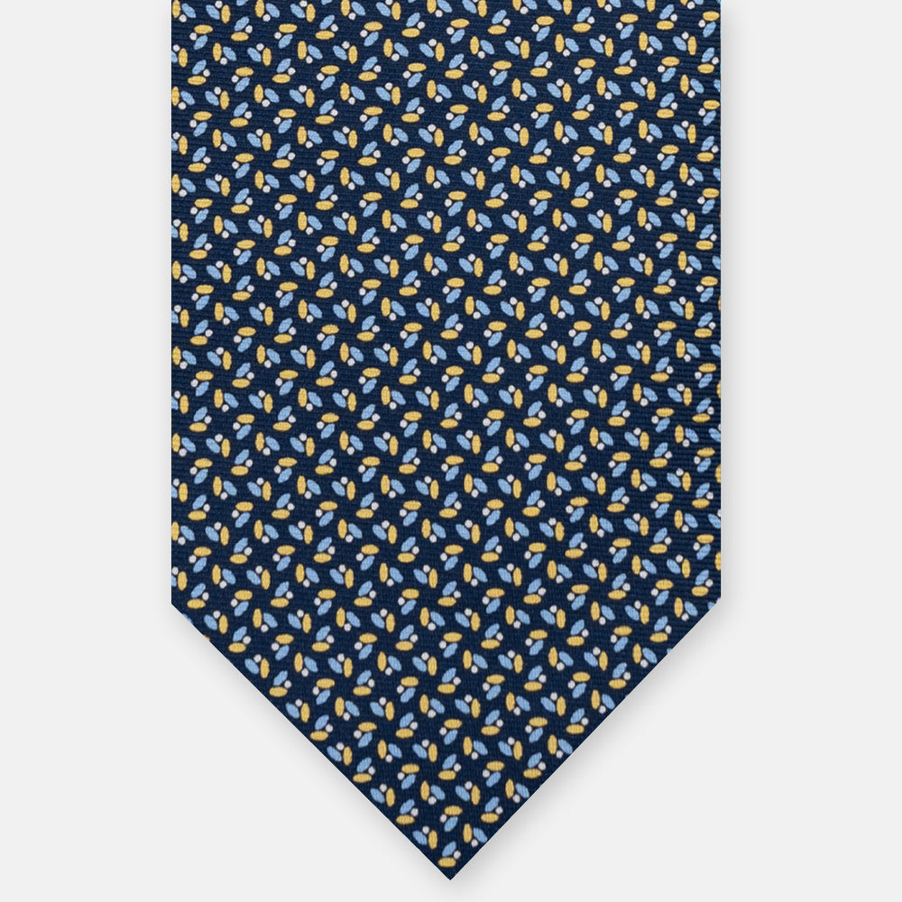 3-FOLD SILK TIE, MICRO PATTERN, BLUE YELLOW - JA064410_2 T