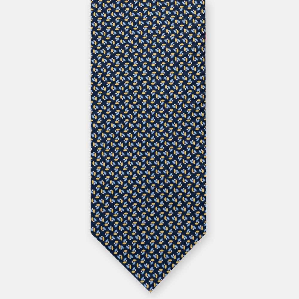 3-FOLD SILK TIE, MICRO PATTERN, BLUE YELLOW - JA064410_2 T