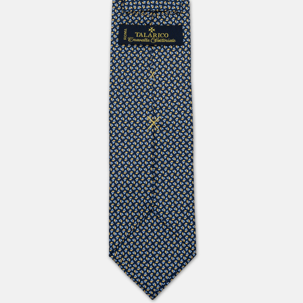 3-FOLD SILK TIE, MICRO PATTERN, BLUE YELLOW - JA064410_2 T