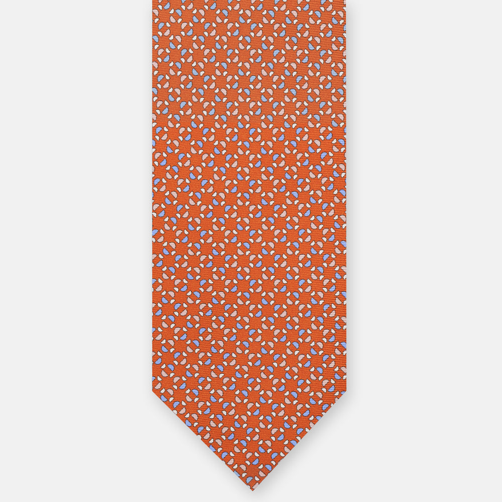 3-FOLD SILK TIE, MICRO PATTERN, ORANGE - JA064411_3 T