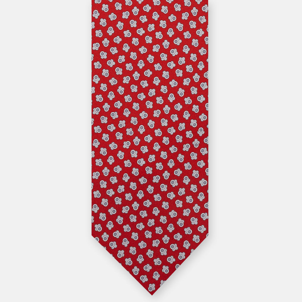 3-FOLD SILK TIE, MICRO-PATTERN, RED - JA064422_1 T