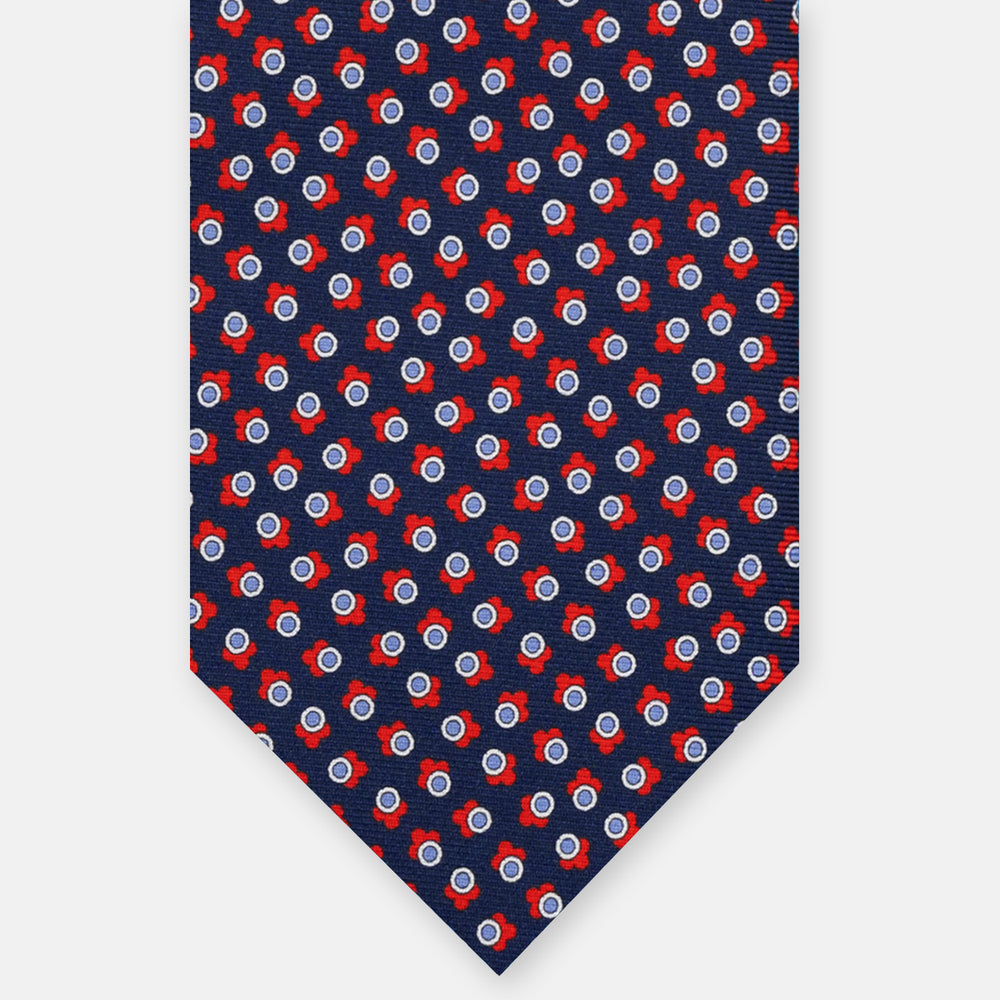 SILK 3-FOLD TIE, MICRO-PATTERN, BLUE RED - JA064422_2 T