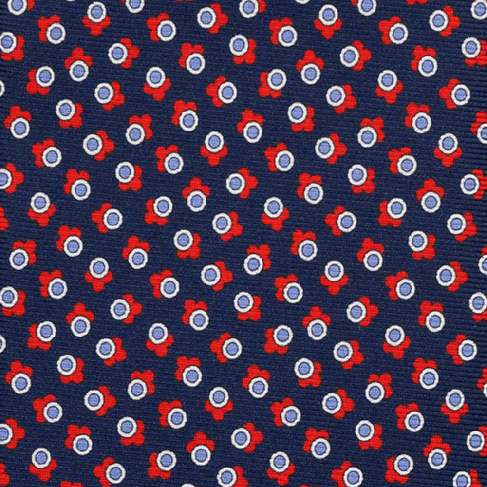 SILK 3-FOLD TIE, MICRO-PATTERN, BLUE RED - JA064422_2 T