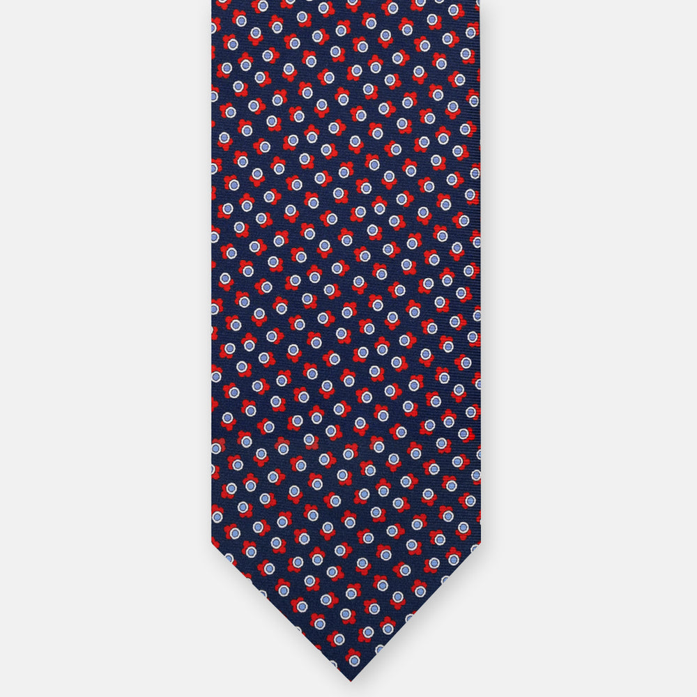 SILK 3-FOLD TIE, MICRO-PATTERN, BLUE RED - JA064422_2 T