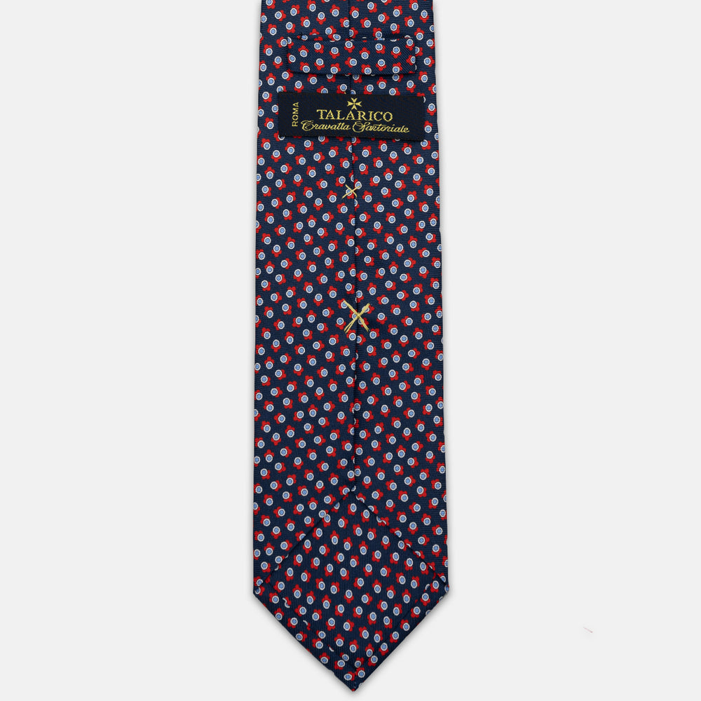 SILK 3-FOLD TIE, MICRO-PATTERN, BLUE RED - JA064422_2 T