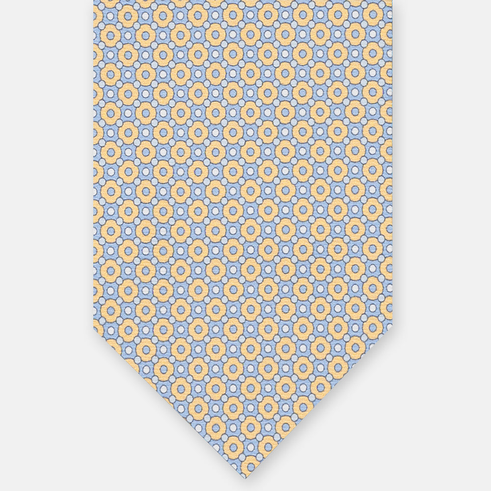 3-FOLD SILK TIE, MICRO-PATTERN, SKY BLUE YELLOW - JA064820_1 T