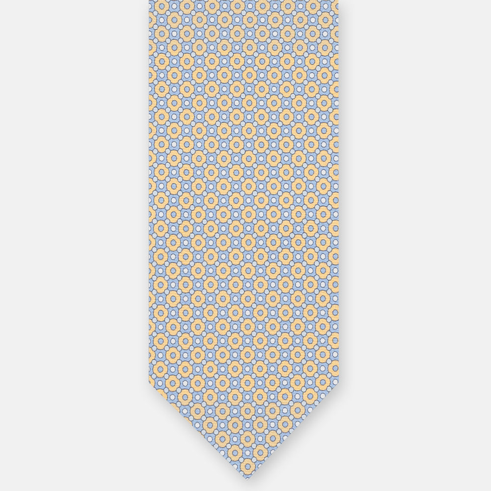 3-FOLD SILK TIE, MICRO-PATTERN, SKY BLUE YELLOW - JA064820_1 T