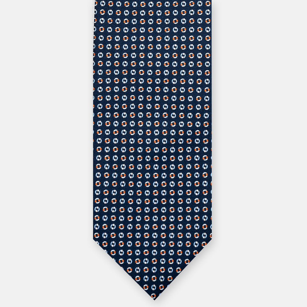 SILK 3-FOLD TIE, MICRO PATTERN, BLUE ORANGE - JA064821_1 T