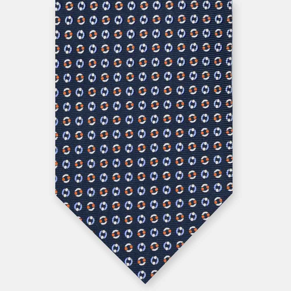 SILK 3-FOLD TIE, MICRO PATTERN, BLUE ORANGE - JA064821_1 T