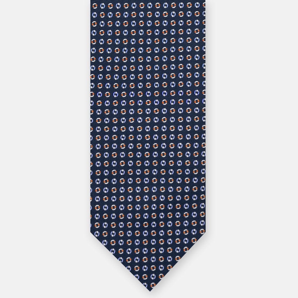 SILK 3-FOLD TIE, MICRO PATTERN, BLUE ORANGE - JA064821_1 T