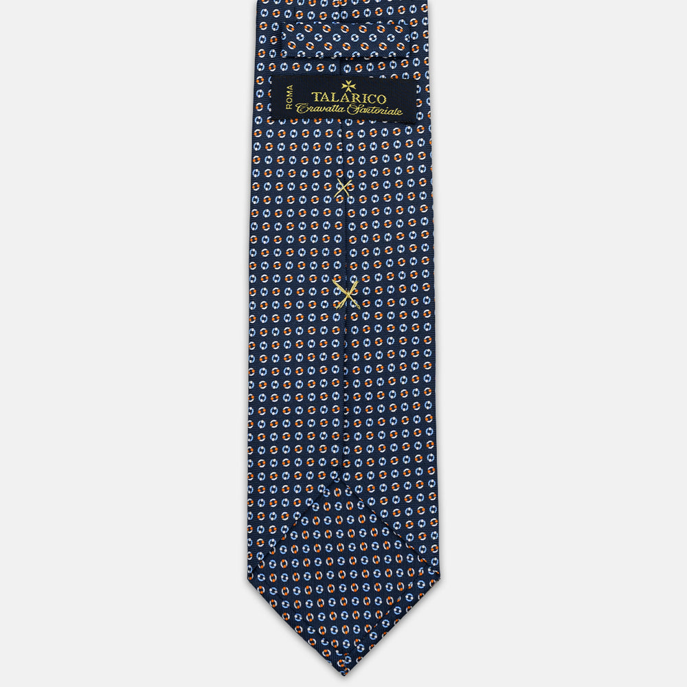 SILK 3-FOLD TIE, MICRO PATTERN, BLUE ORANGE - JA064821_1 T