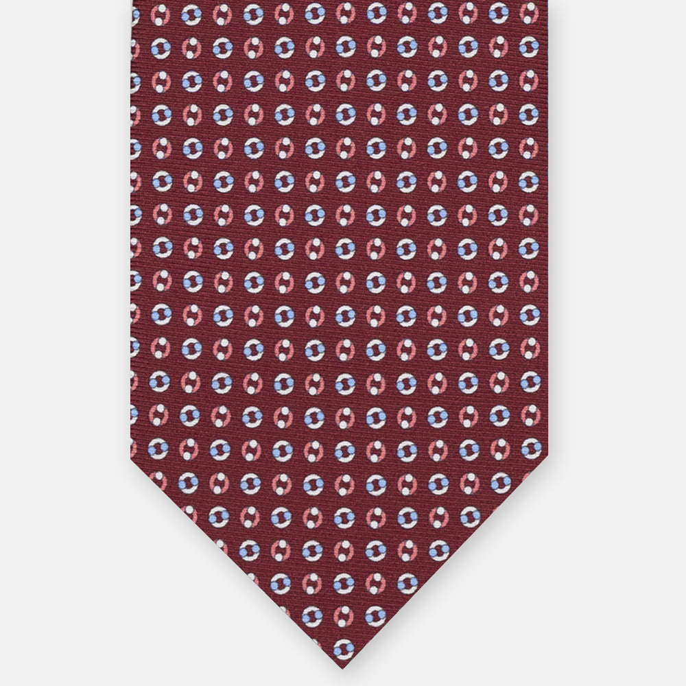 3-FOLD SILK TIE, MICRO-PATTERN, BURGUNDY - JA064821_4 T