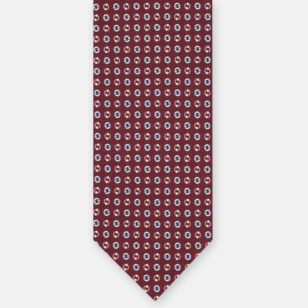 3-FOLD SILK TIE, MICRO-PATTERN, BURGUNDY - JA064821_4 T