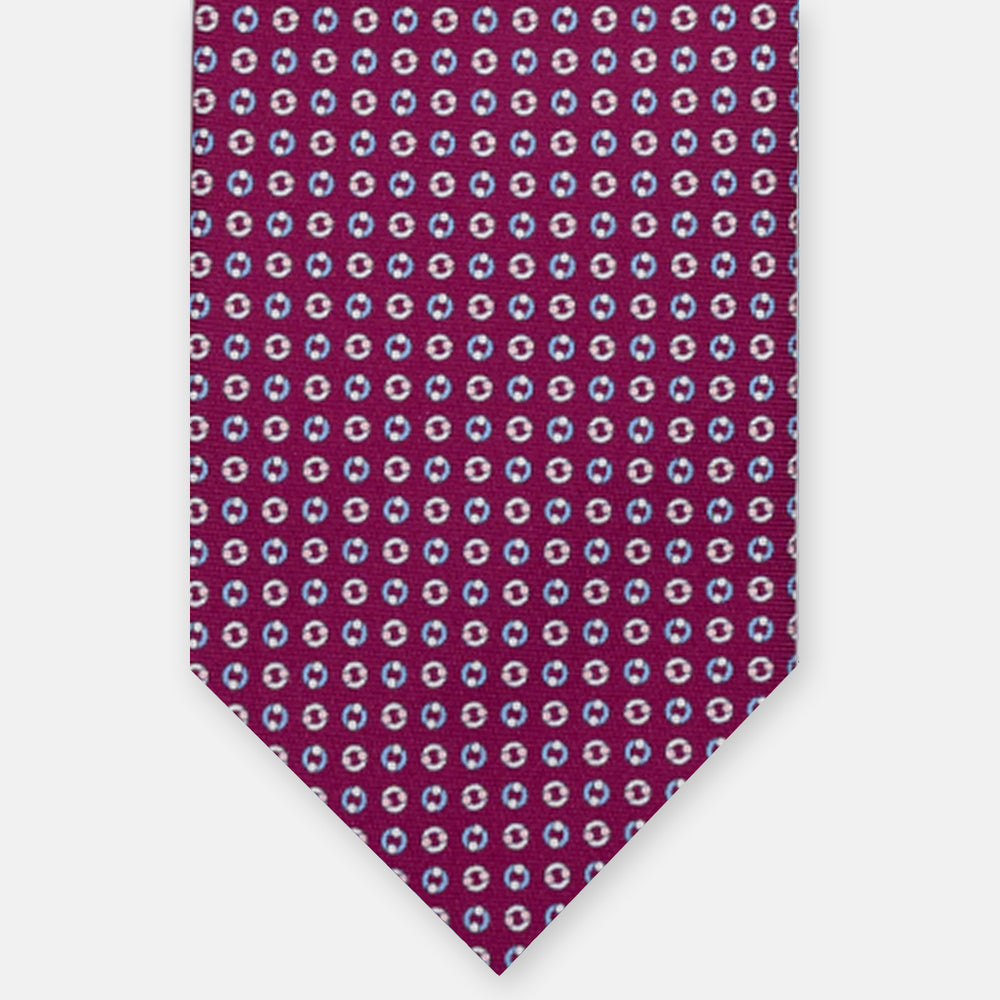 SILK 3-FOLD TIE, MICRO PATTERN, MAGENTA - JA064821_6 T