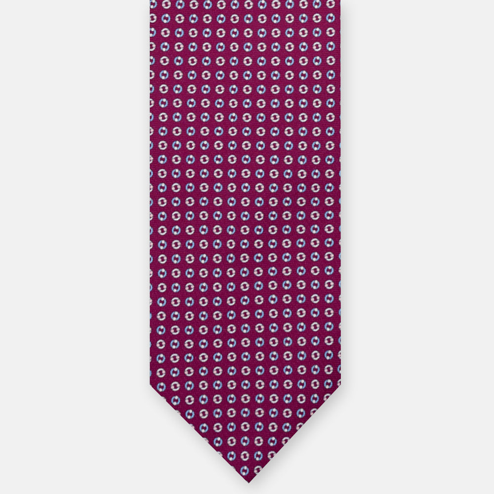 SILK 3-FOLD TIE, MICRO PATTERN, MAGENTA - JA064821_6 T