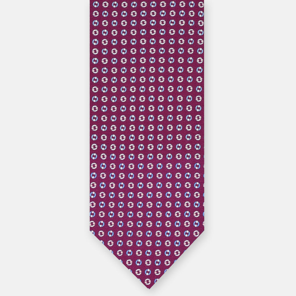 SILK 3-FOLD TIE, MICRO PATTERN, MAGENTA - JA064821_6 T