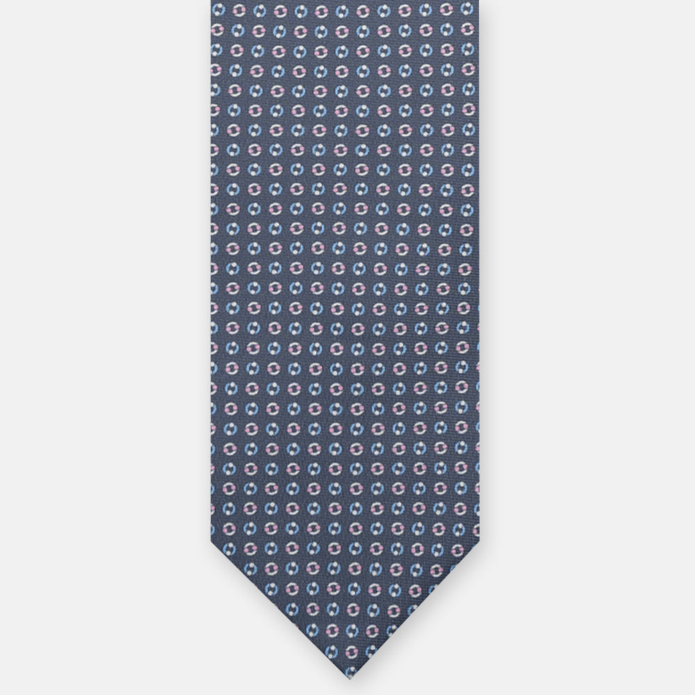THREE-FOLD SILK TIE, MICRO PATTERN, GREY - JA064821_7 T