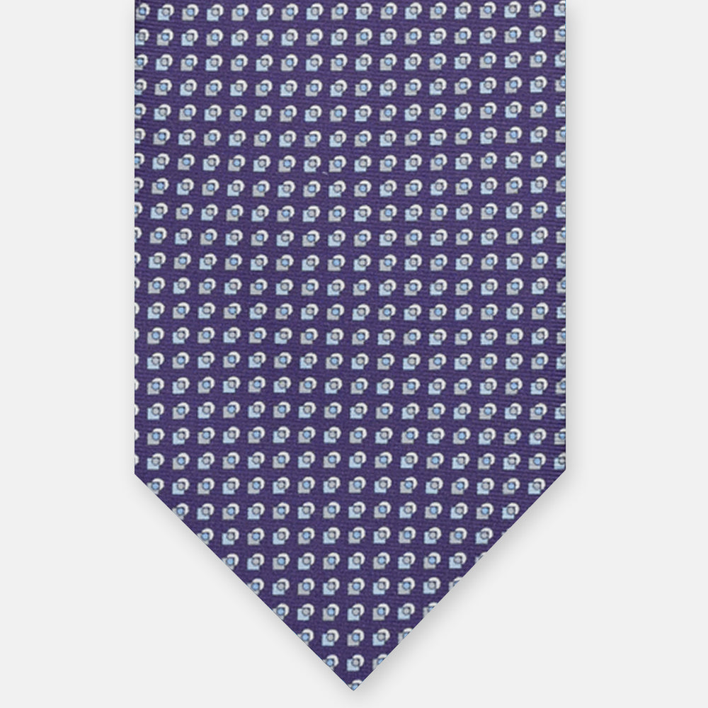 SILK 3-FOLD TIE, MICRO-PATTERN, PURPLE - JA064935_1 T