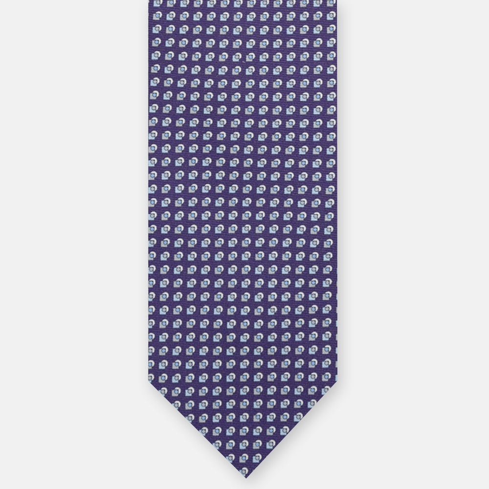 SILK 3-FOLD TIE, MICRO-PATTERN, PURPLE - JA064935_1 T