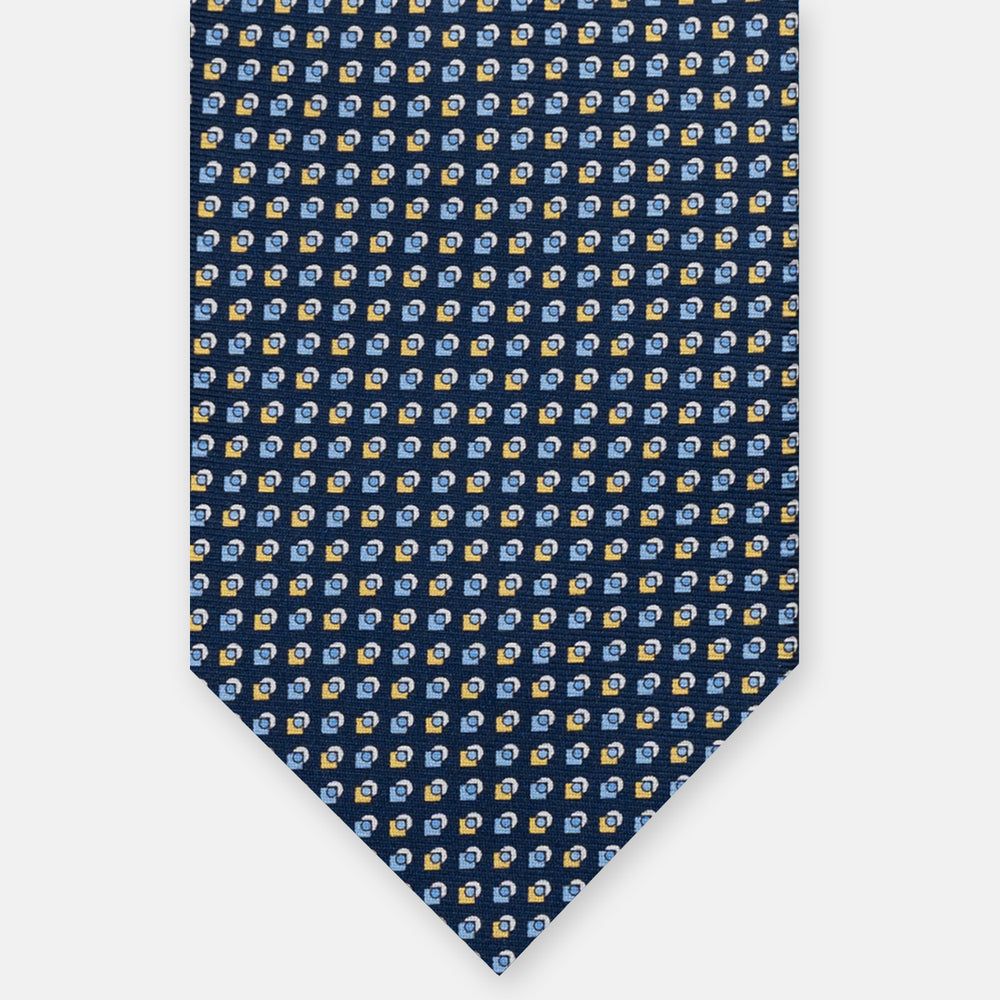 SILK 3-FOLD TIE, MICRO-PATTERN, BLUE YELLOW - JA064935_2 T