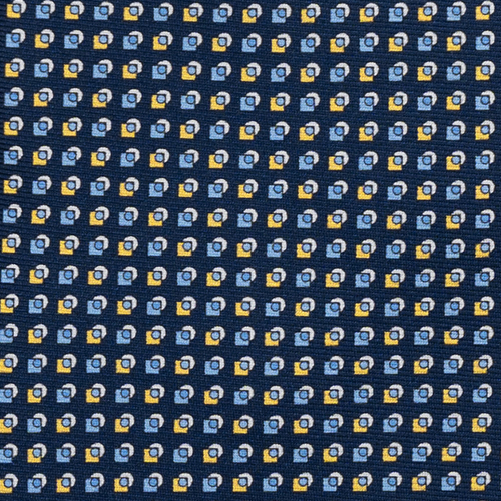 CRAVATTA 3 PIEGHE IN SETA, MICROFANTASIA, BLU GIALLO - JA064935_2 T