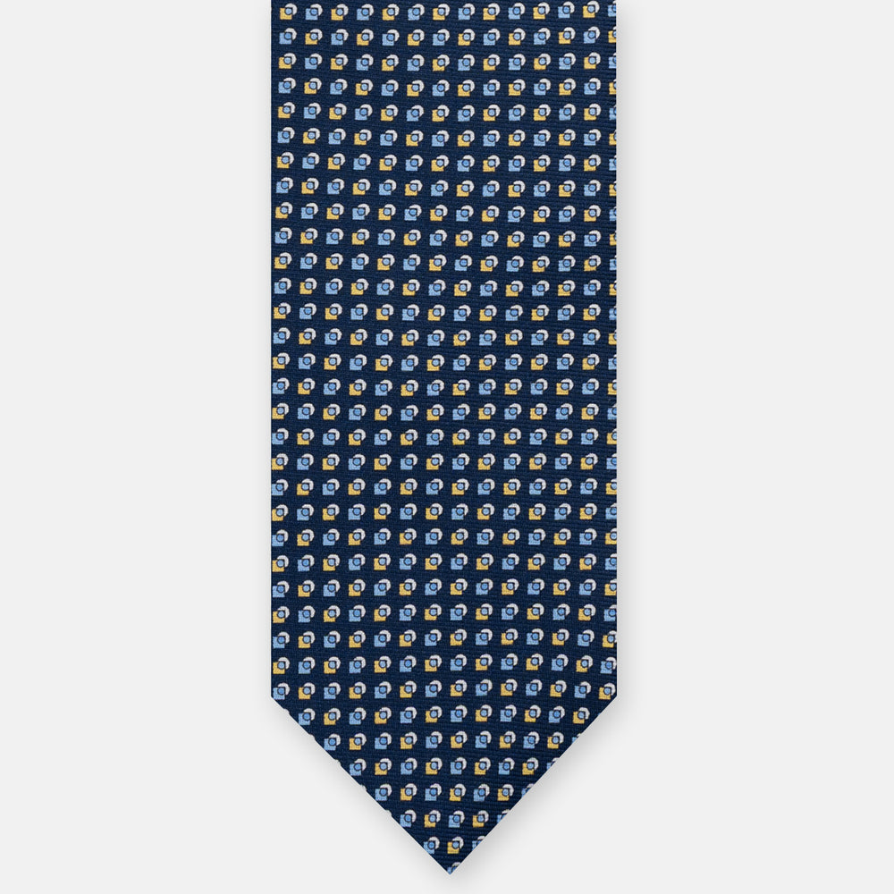 SILK 3-FOLD TIE, MICRO-PATTERN, BLUE YELLOW - JA064935_2 T