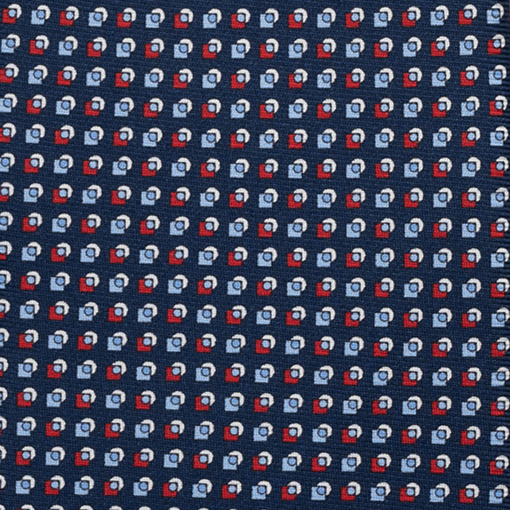 CRAVATTA 3 PIEGHE IN SETA, MICROFANTASIA, BLU ROSSO - JA064935_11 T