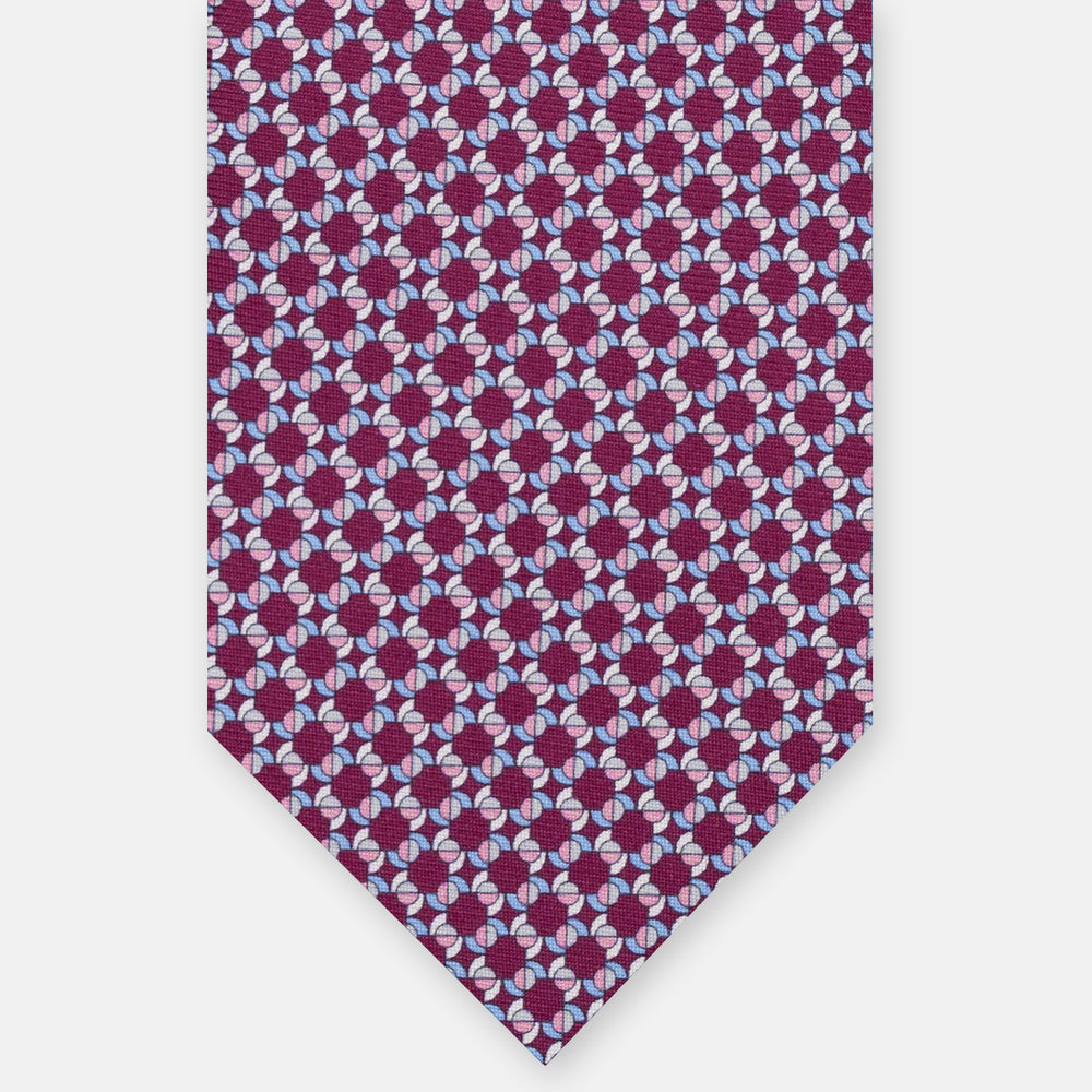 CRAVATTA 3 PIEGHE IN SETA, MICROFANTASIA, MAGENTA - ROSA -CELESTE , JC064936-3