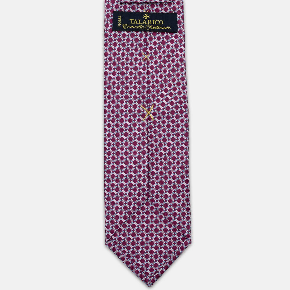 CRAVATTA 3 PIEGHE IN SETA, MICROFANTASIA, MAGENTA - ROSA -CELESTE , JC064936-3