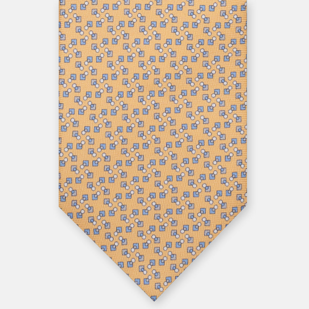 SILK THREE-FOLD TIE, MICRO-PATTERN, YELLOW - JA064938_2 T