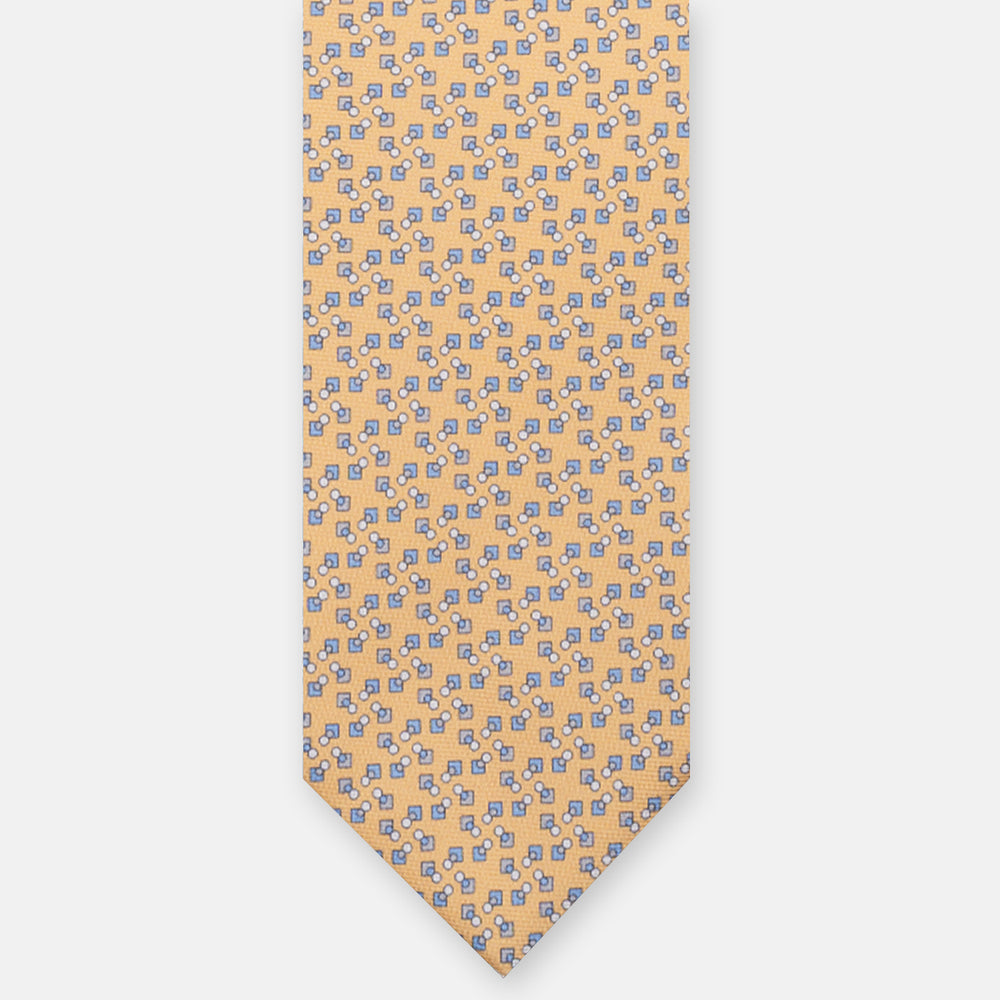 SILK THREE-FOLD TIE, MICRO-PATTERN, YELLOW - JA064938_2 T