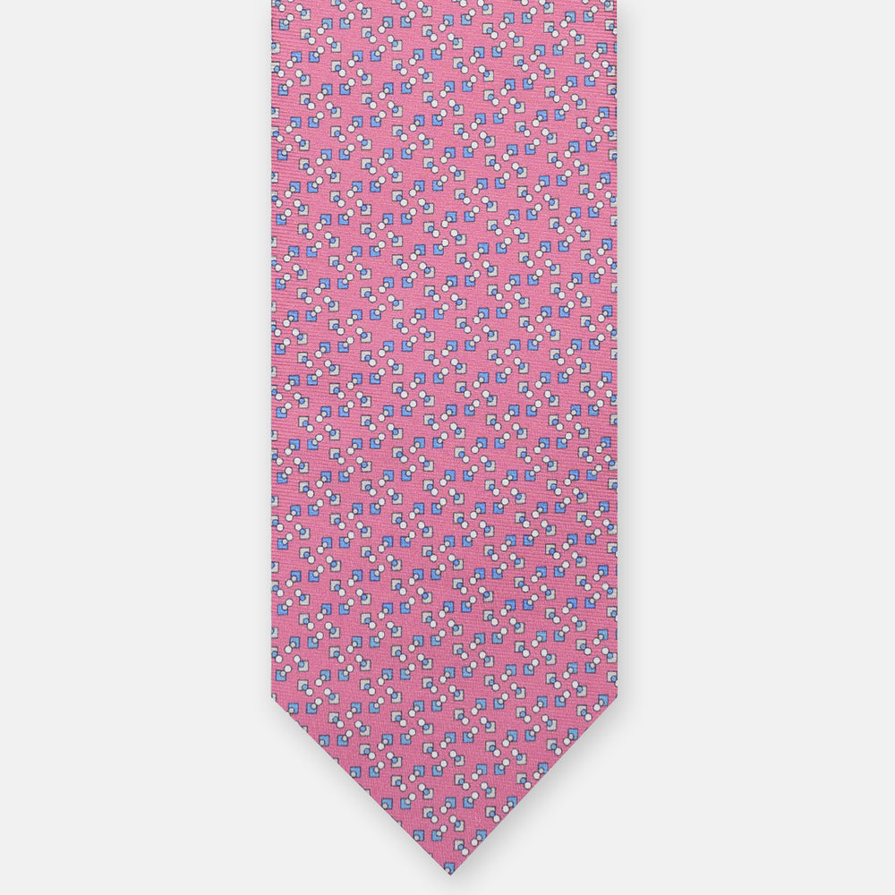 3-FOLD SILK TIE, MICRO-PATTERN, PINK - JA064938_3 T