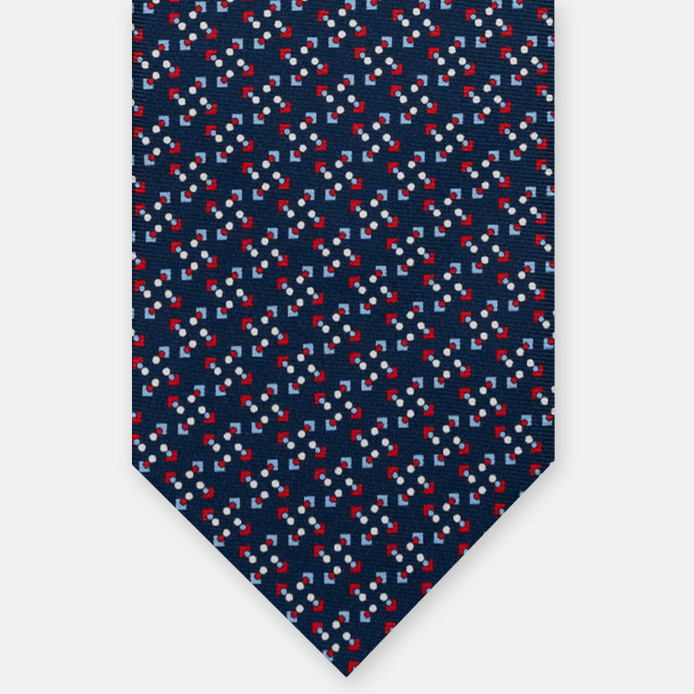 3-FOLD SILK TIE, MICRO PATTERN, BLUE RED - JA064938_4 T
