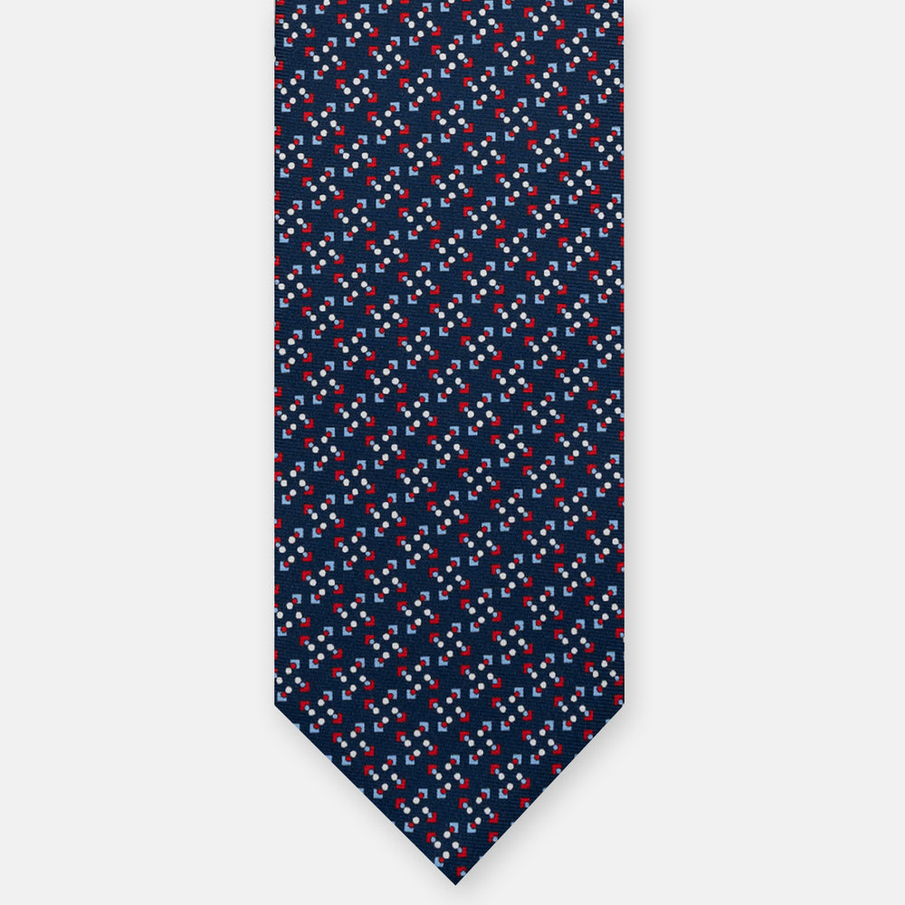 3-FOLD SILK TIE, MICRO PATTERN, BLUE RED - JA064938_4 T