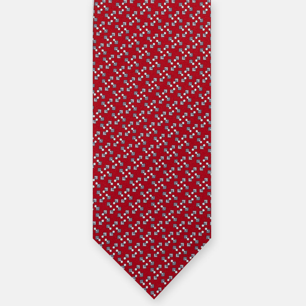 SILK TIE, 3-FOLD, MICRO-PATTERN, RED - JA064938_5 T