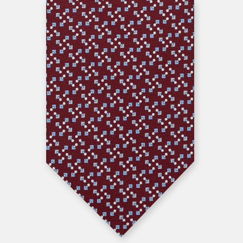 SILK 3-FOLD TIE, MICRO-PATTERN, BORDEAUX - JA064938_6 T