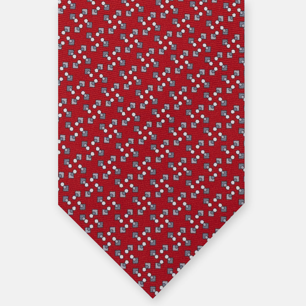 SILK TIE, 3-FOLD, MICRO-PATTERN, RED - JA064938_5 T