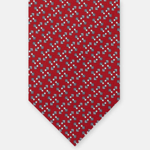 SILK TIE, 3-FOLD, MICRO-PATTERN, RED - JA064938_5 T