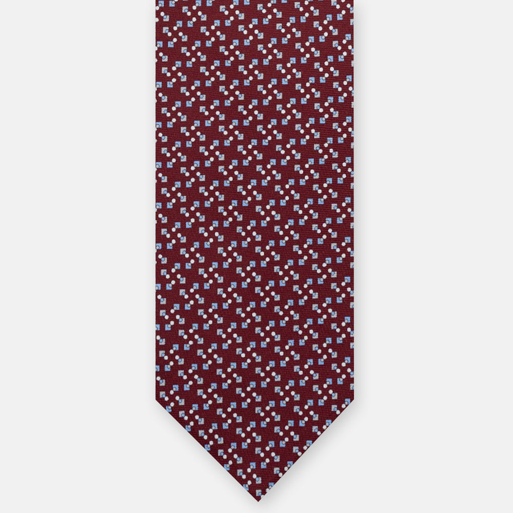 SILK 3-FOLD TIE, MICRO-PATTERN, BORDEAUX - JA064938_6 T