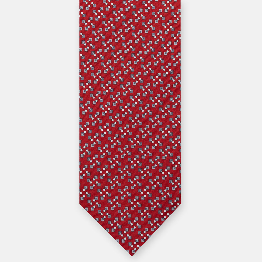 SILK TIE, 3-FOLD, MICRO-PATTERN, RED - JA064938_5 T