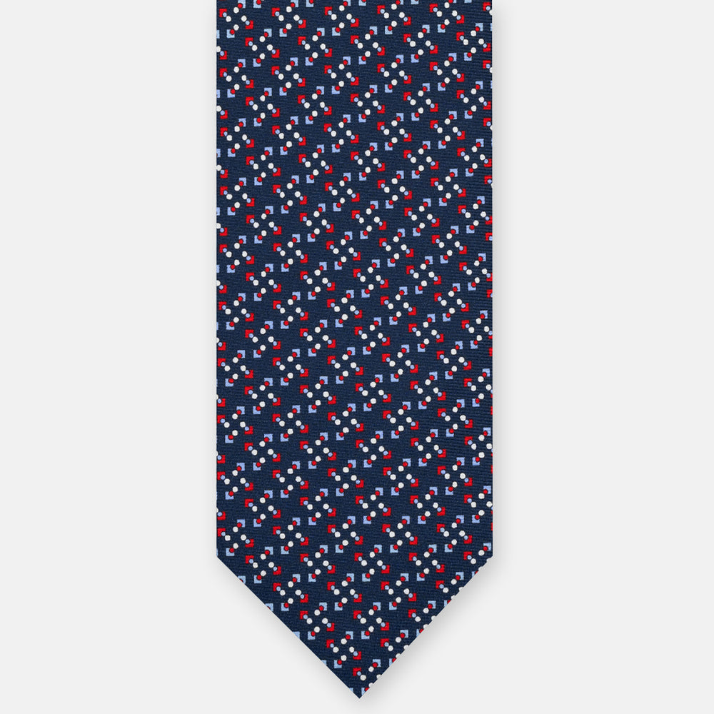 3-FOLD SILK TIE, MICRO PATTERN, BLUE RED - JA064938_4 T